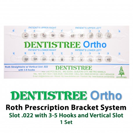 DENTISTREE Ortho Roth Prescription Bracket System Slot .022 with 3-5 Hooks and Vertical Slot