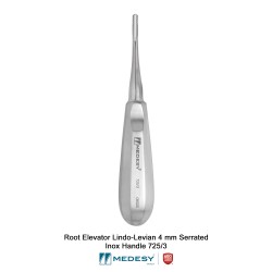 Root Elevators Lindo-Levian 4 mm Serrated Inox Handle 725/3