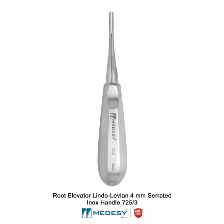 Root Elevators Lindo-Levian 4 mm Serrated Inox Handle 725/3