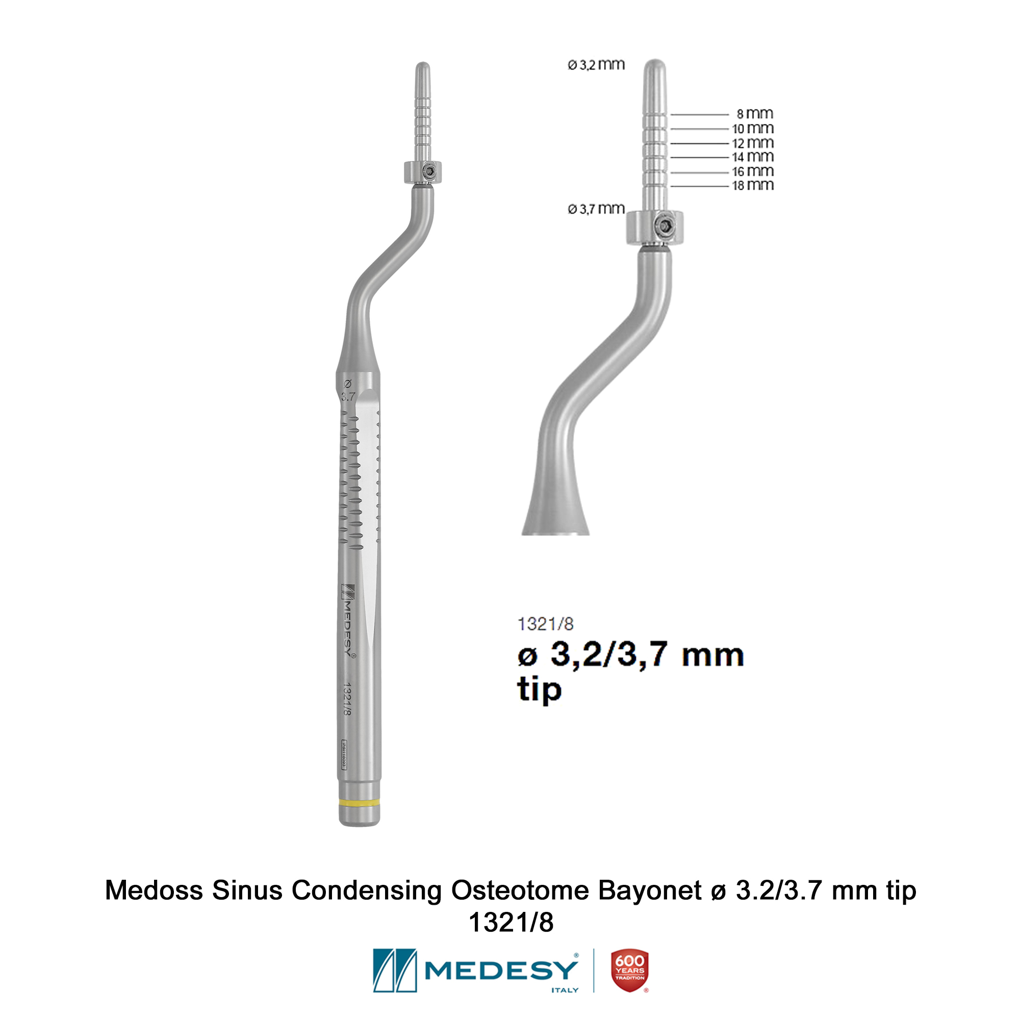 Medoss Sinus Condensing Osteotome Bayonet Ǿ 3.2/3.7 mm tip 1321/8 ...